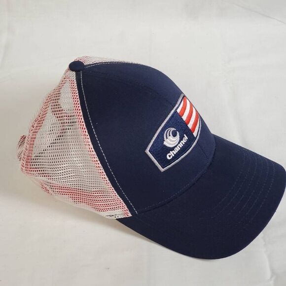 Draft ListingChannel Seed Trucker Hat Navy Blue Red White Mesh Snapback USA Flag - Picture 4 of 6